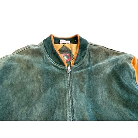 "AUTHENTIC IMPORTS" Mens Suede Leather Varsity Zip Up Jacket SZ XL SOME FADING - Picture 7 of 13